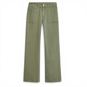 One5One Veda High Rise Wide Leg Utility Twill Chinos Green Khaki Women's - Sz 30
